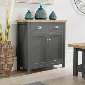 Home Source 2 Door 2 Drawer Sideboard Storage Cupboard, Shelf, Metal Handles, Oak Effect, Dark Grey Home Source 2 Door 2 Drawer Sideboard Storage Cupboard, Shelf, Metal Handles, Oak Effect, Dark Grey