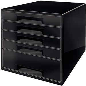 Leitz Cube 5 Drawer Desk Organizer, Black/Grey, Dual Colour Range, 52531095 Leitz Cube 5 Drawer Desk Organizer, Black/Grey, Dual Colour Range, 52531095