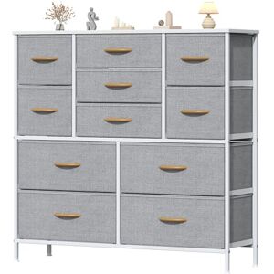 Feonase Chest of Drawers, Bedroom Tall Dresser with 11 Fabric Drawers, Metal Frame & MDF Wood Top, Adjustable Feet, Storage Organizer Unit for Bedroom, Closet, Living Room, Hallway, Light Grey Feonase Chest of Drawers, Bedroom Tall Dresser with 11 Fabric Drawers, Metal Frame & MDF Wood Top, Adjustable Feet, Storage Organizer Unit for Bedroom, Closet, Living Room, Hallway, Light Grey