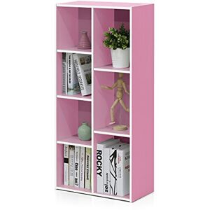 Furinno Luder 7-Cube Reversible Open Shelf, White/Pink Furinno Luder 7-Cube Reversible Open Shelf, White/Pink
