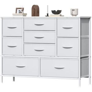 Feonase Chest of Drawers, Bedroom Dresser with 9 Fabric Drawers, Metal Frame & MDF Wood Top, Adjustable Feet, Storage Organizer Unit for Bedroom, Closet, Living Room, Hallway, White Feonase Chest of Drawers, Bedroom Dresser with 9 Fabric Drawers, Metal Frame & MDF Wood Top, Adjustable Feet, Storage Organizer Unit for Bedroom, Closet, Living Room, Hallway, White