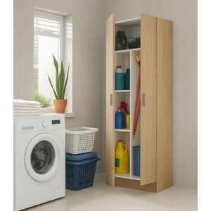 Dmora Esidra 2 doors Multipurpose cabinet Charleston, Broom cabinet, Shoe rack with shelves, Shoe wardrobe, cm73x37h180 cm, Oak Dmora Esidra 2 doors Multipurpose cabinet Charleston, Broom cabinet, Shoe rack with shelves, Shoe wardrobe, cm73x37h180 cm, Oak