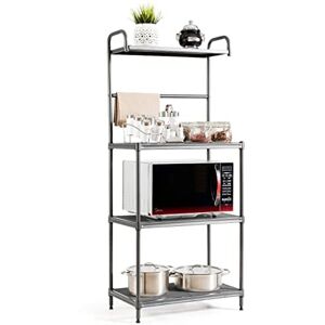 COSTWAY Microwave Stand 4 Tier Kitchen Shelf Metal Standing Shelf with Adjustable Shelves Freestanding Household Shelf Microwave Shelf Kitchen Shelf 59 x 34 x 136 cm (Grey) COSTWAY Microwave Stand 4 Tier Kitchen Shelf Metal Standing Shelf with Adjustable Shelves Freestanding Household Shelf Microwave Shelf Kitchen Shelf 59 x 34 x 136 cm (Grey)