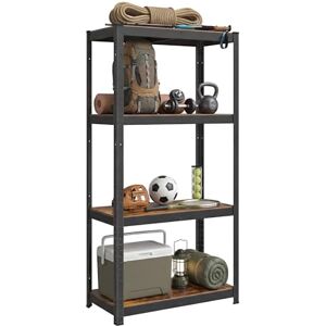 SONGMICS Shelving Unit, 40 x 80 x 160 cm, 520 kg Load Capacity (130 kg per Shelf), Industrial, Adjustable Storage Shelves, for Living Room, Kitchen, Garage, Rustic Brown and Black GLR044B11 SONGMICS Shelving Unit, 40 x 80 x 160 cm, 520 kg Load Capacity (130 kg per Shelf), Industrial, Adjustable Storage Shelves, for Living Room, Kitchen, Garage, Rustic Brown and Black GLR044B11