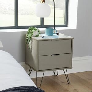 Home Source Acadia Bedside Cabinet Nightstand Industrial Wooden End Side Table Storage, Grey, 2 Drawer Home Source Acadia Bedside Cabinet Nightstand Industrial Wooden End Side Table Storage, Grey, 2 Drawer