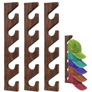 SOEWIOU 3 Pcs Hat Rack for Baseball Caps, Wall Mounted Wooden Hat Storage Organizer Hanger, Wall Vertical Hat Holder Caps Display Rack for Closet Door Bedroom Living Room Entryroom Laundry (Brown Wood) SOEWIOU 3 Pcs Hat Rack for Baseball Caps, Wall Mounted Wooden Hat Storage Organizer Hanger, Wall Vertical Hat Holder Caps Display Rack for Closet Door Bedroom Living Room Entryroom Laundry (Brown Wood)