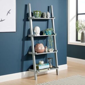 Home Source Ladder Bookcase Shelving Unit Display Ornament Stand Shelf Wall Rack Storage, Grey, 4 Tier Home Source Ladder Bookcase Shelving Unit Display Ornament Stand Shelf Wall Rack Storage, Grey, 4 Tier