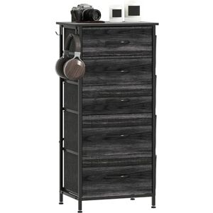 HOMCOM Chest of Drawers, Dresser for Bedroom with 5 Fabric Drawers, Tall Storage Unit with 4 Pockets, 2 Hooks and Steel Frame for Living Room, Hallway, Black HOMCOM Chest of Drawers, Dresser for Bedroom with 5 Fabric Drawers, Tall Storage Unit with 4 Pockets, 2 Hooks and Steel Frame for Living Room, Hallway, Black