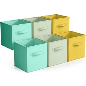 Sorbus Storage Cubes 11" Foldable Storage Bins with Handle for Nursery, Playroom, Closet Organizers and Storage 6 Fabric Shelf Basket for Toys, Books, Clothes Green Yellow & Blue Storage Bins Sorbus Storage Cubes 11" Foldable Storage Bins with Handle for Nursery, Playroom, Closet Organizers and Storage 6 Fabric Shelf Basket for Toys, Books, Clothes Green Yellow & Blue Storage Bins