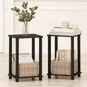 Furinno Simplistic Compact Bedside Table, Nightstand, Espresso/Black, Set of 2 Furinno Simplistic Compact Bedside Table, Nightstand, Espresso/Black, Set of 2