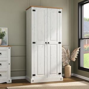 Mews Corona Wardrobe 2 Door with Hanging Rail Shelf Mexican Solid Pine Wood (White) Mews Corona Wardrobe 2 Door with Hanging Rail Shelf Mexican Solid Pine Wood (White)