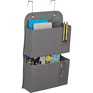 Relaxdays Organiser, 2 Compartments, Door & Wall, with Hooks to Hang, Bathroom, Hallway, 50 x 31 x 10 cm, Grey, Fleece Relaxdays Organiser, 2 Compartments, Door & Wall, with Hooks to Hang, Bathroom, Hallway, 50 x 31 x 10 cm, Grey, Fleece
