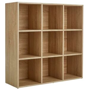 Home Source Storage 9 Shelf Cube Bookcase Wooden Display Unit, Oak Effect Home Source Storage 9 Shelf Cube Bookcase Wooden Display Unit, Oak Effect