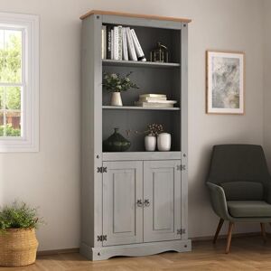 Mews Corona Grey 2 Door Bookcase Display Cabinet Mexican Solid Pine Mews Corona Grey 2 Door Bookcase Display Cabinet Mexican Solid Pine