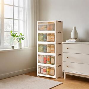 GarveeHome Foldable Shoe Storage Box with Lid, Large Capacity Stackable Storage Bins with Wheels, Freestanding Collapsible Shoes Cabinet Closet Organizer Containers GarveeHome Foldable Shoe Storage Box with Lid, Large Capacity Stackable Storage Bins with Wheels, Freestanding Collapsible Shoes Cabinet Closet Organizer Containers