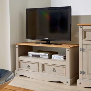 Home Source Corona Grey Two Tone TV Stand 2 Drawer Televsion Cabinet Solid Wood Pine Unit Home Source Corona Grey Two Tone TV Stand 2 Drawer Televsion Cabinet Solid Wood Pine Unit