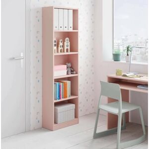 Dmora Esidra Bookshop Pomona, High bookcase with 5 shelves, Office or bedroom shelf, Modern shelf with compartments, 52x25h180 cm, Pink Dmora Esidra Bookshop Pomona, High bookcase with 5 shelves, Office or bedroom shelf, Modern shelf with compartments, 52x25h180 cm, Pink