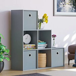 Vida Designs Durham Staircase Bookcase Shelves Storage Organiser Living Room Furniture (6 Cube & 3 Grey Baskets, Grey) Vida Designs Durham Staircase Bookcase Shelves Storage Organiser Living Room Furniture (6 Cube & 3 Grey Baskets, Grey)
