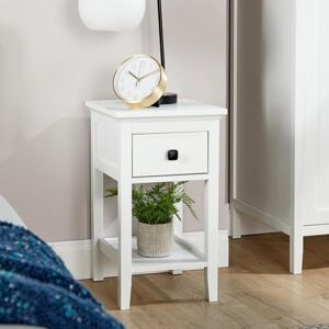 Home Source Bedroom Bedside Table Nightstand Cabinet, 1 Drawer Lamp Side Table, White Home Source Bedroom Bedside Table Nightstand Cabinet, 1 Drawer Lamp Side Table, White