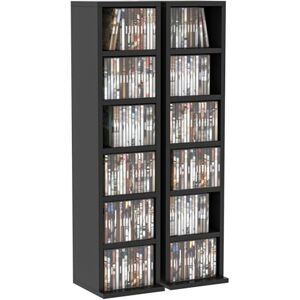 HOMCOM 204 CD Media Display Shelf Unit Set of 2 Blu-Ray Tower Rack w/Adjustable Shelves Bookcase Storage Organiser, Black HOMCOM 204 CD Media Display Shelf Unit Set of 2 Blu-Ray Tower Rack w/Adjustable Shelves Bookcase Storage Organiser, Black