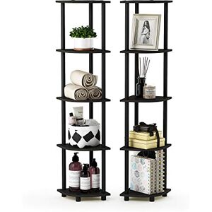 Furinno TURN-N-TUBE Corner Shelf Set of 2, 5-Tier Corner Bookshelf, Open Storage Shelves, for Organization and Storage, Living Room, Home Office, Garage, Espresso Furinno TURN-N-TUBE Corner Shelf Set of 2, 5-Tier Corner Bookshelf, Open Storage Shelves, for Organization and Storage, Living Room, Home Office, Garage, Espresso