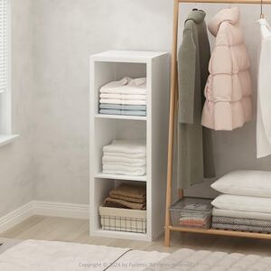Furinno CUBIC Wardrobe Storage Organiser, 3-Cube Open Shelves Clothes Storage, 30mm Extra Thick Frame Closet Organiser, for Bedroom, Closet, White Furinno CUBIC Wardrobe Storage Organiser, 3-Cube Open Shelves Clothes Storage, 30mm Extra Thick Frame Closet Organiser, for Bedroom, Closet, White