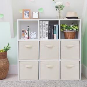 STORAGEIDEAS Storage Cubes, 11 Inch Cube Storage Bins, Set of 6, Fabric Foldable Storage Bins With Handles, Closet Storage Organizer Bins, Cubby Clothing Storage Baskets for Shelves, Beige STORAGEIDEAS Storage Cubes, 11 Inch Cube Storage Bins, Set of 6, Fabric Foldable Storage Bins With Handles, Closet Storage Organizer Bins, Cubby Clothing Storage Baskets for Shelves, Beige