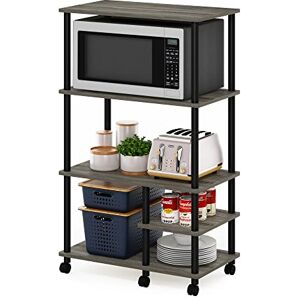 Furinno Turn-N-Tube 4-Tier Toolless Kitchen Storage Shelf Cart, French Oak Grey/Black Furinno Turn-N-Tube 4-Tier Toolless Kitchen Storage Shelf Cart, French Oak Grey/Black