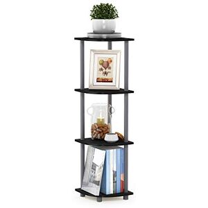 Furinno 4-Tier Corner Display Rack Bookcase Shelving Unit, Wood, Black and Grey, one size Furinno 4-Tier Corner Display Rack Bookcase Shelving Unit, Wood, Black and Grey, one size