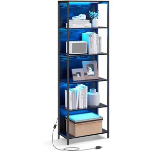 VASAGLE 6-Tier LED Bookcase, Bookshelf with Dimmable Lights, Storage Shelf with Steel Frame, 30.3 x 60 x 178.6 cm, for Living Room, Bedroom, Office, Ebony Black LLS120B58 VASAGLE 6-Tier LED Bookcase, Bookshelf with Dimmable Lights, Storage Shelf with Steel Frame, 30.3 x 60 x 178.6 cm, for Living Room, Bedroom, Office, Ebony Black LLS120B58