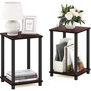Furinno TURN-N-TUBE Side Table Set of 2, 2-Tier Stackable End Table with Open Shelf, Toolless Night Stand, Bedside Table, for Living Room, Bedroom, Dark Cherry Furinno TURN-N-TUBE Side Table Set of 2, 2-Tier Stackable End Table with Open Shelf, Toolless Night Stand, Bedside Table, for Living Room, Bedroom, Dark Cherry