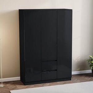 Vida Designs Glinton High Gloss 3 Door 2 Drawer Wardrobe Bedroom Storage Organiser with Hanging Rail Modern Furniture 100% FSC Certified (Black, 3 Door 2 Drawer) Vida Designs Glinton High Gloss 3 Door 2 Drawer Wardrobe Bedroom Storage Organiser with Hanging Rail Modern Furniture 100% FSC Certified (Black, 3 Door 2 Drawer)