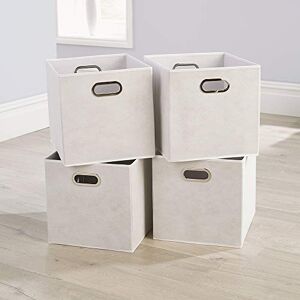 Home Source Cube Storage Boxes, Collapsible Fabric Storage Baskets, Foldable Canvas Organising Boxes, 4 Piece, Off White Home Source Cube Storage Boxes, Collapsible Fabric Storage Baskets, Foldable Canvas Organising Boxes, 4 Piece, Off White