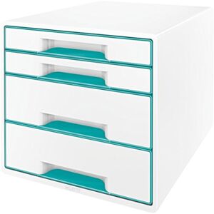 Leitz WOW Cube Storage Box with Drawers 4 Schubladen Metallic Ice Blue Leitz WOW Cube Storage Box with Drawers 4 Schubladen Metallic Ice Blue