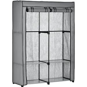 HOMCOM Portable Wardrobe Fabric Closet for Bedroom with 4 Shelves and 2 Hanging Rails 118 x 49 x 170 cm Light Grey HOMCOM Portable Wardrobe Fabric Closet for Bedroom with 4 Shelves and 2 Hanging Rails 118 x 49 x 170 cm Light Grey
