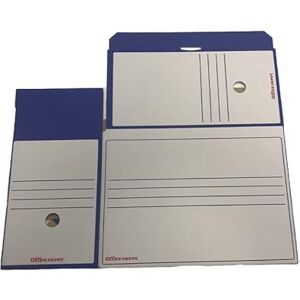 IDMENAGE OFFICE DEPOT WHITE AND BLUE ARCHIVE BOXES 335 X 100 X 245 MM LOT: 25 IDMENAGE OFFICE DEPOT WHITE AND BLUE ARCHIVE BOXES 335 X 100 X 245 MM LOT: 25