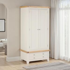 Seconique Windsor 2 Door 1 Drawer Wardrobe in Ivory/Oak Seconique Windsor 2 Door 1 Drawer Wardrobe in Ivory/Oak