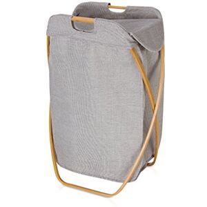 Möve Bamboo foldable laundry basket 39 x 46 x 66 cm made of bamboo with canvas, grey Möve Bamboo foldable laundry basket 39 x 46 x 66 cm made of bamboo with canvas, grey