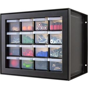 Iris Ohyama IRIS Plastic Parts Storage Hardware and Craft Cabinet, Black, 16 Drawer Iris Ohyama IRIS Plastic Parts Storage Hardware and Craft Cabinet, Black, 16 Drawer