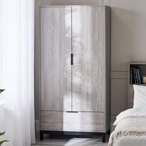 Julian Bowen Bali 2 Door 1 Drawer Wardrobe-Grey Oak, Engineered Wood, 185 x 92 x 55cm Julian Bowen Bali 2 Door 1 Drawer Wardrobe-Grey Oak, Engineered Wood, 185 x 92 x 55cm