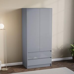 Vida Designs Glinton High Gloss 2 Door 2 Drawer Wardrobe Bedroom Storage Organiser with Hanging Rail Modern Furniture 100% FSC Certified (Grey, 2 Door 2 Drawer) Vida Designs Glinton High Gloss 2 Door 2 Drawer Wardrobe Bedroom Storage Organiser with Hanging Rail Modern Furniture 100% FSC Certified (Grey, 2 Door 2 Drawer)