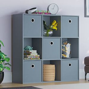 Vida Designs Durham Cube Bookcase Storage Organiser Living Room Bookshelf Home Office Furniture (9 Cube & 5 Grey Baskets, Grey) Vida Designs Durham Cube Bookcase Storage Organiser Living Room Bookshelf Home Office Furniture (9 Cube & 5 Grey Baskets, Grey)