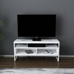 Hanah Home Modern White TV Stand, 110 cm, 35 cm Depth, 49.9 cm Height, 100% Melamine Coated Particle Board, 18 mm Thick, Stylish & Functional for Living Room Hanah Home Modern White TV Stand, 110 cm, 35 cm Depth, 49.9 cm Height, 100% Melamine Coated Particle Board, 18 mm Thick, Stylish & Functional for Living Room