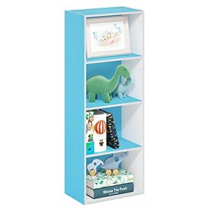 Furinno Luder 4-Tier Open Shelf Bookcase, Light Blue/White Furinno Luder 4-Tier Open Shelf Bookcase, Light Blue/White