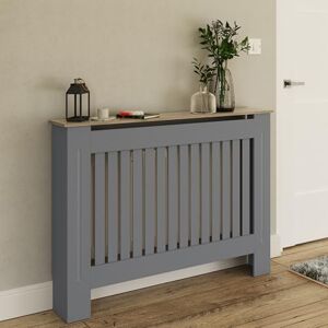 GFW Longslow Medium Grey Radiator Cover Slatted Wood Design Top Shelf Display Living GFW Longslow Medium Grey Radiator Cover Slatted Wood Design Top Shelf Display Living