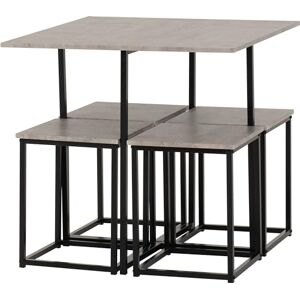 Seconique Stowaway Dining Set, Engineered Wood, Stone Effect/Black, W 800mm x D 800mm x H 760mm Seconique Stowaway Dining Set, Engineered Wood, Stone Effect/Black, W 800mm x D 800mm x H 760mm