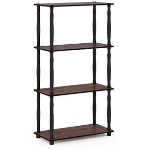 Furinno Turn-N-Tube 4-Tier Multipurpose Shelf Display Rack with Classic Tubes, Dark Cherry/Black Furinno Turn-N-Tube 4-Tier Multipurpose Shelf Display Rack with Classic Tubes, Dark Cherry/Black