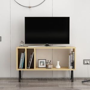 Hanah Home Stylish Wall-Mounted TV Stand, Oak & White, 90 x 25 x 53 cm, 100% Melamine Coated Particle Board, 18 mm Thick, Multiple Shelves for Modern Living Rooms Hanah Home Stylish Wall-Mounted TV Stand, Oak & White, 90 x 25 x 53 cm, 100% Melamine Coated Particle Board, 18 mm Thick, Multiple Shelves for Modern Living Rooms