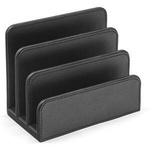 Osco Faux Leather Mail Sorter & Envelope Organiser – Desk File Storage Stand with Display Slots – Modern Letter Holder Tray Minimalist Home & Office – Black Osco Faux Leather Mail Sorter & Envelope Organiser – Desk File Storage Stand with Display Slots – Modern Letter Holder Tray Minimalist Home & Office – Black