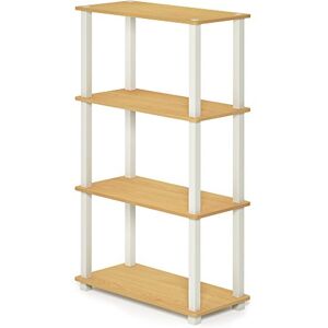 Furinno TURN-S-TUBE Storage Shelves, 4-Tier Book Shelf, Corner Shelf, Toolless Open Shelves, for Organization and Storage, Living Room, Garage, Home Office, Beech Furinno TURN-S-TUBE Storage Shelves, 4-Tier Book Shelf, Corner Shelf, Toolless Open Shelves, for Organization and Storage, Living Room, Garage, Home Office, Beech